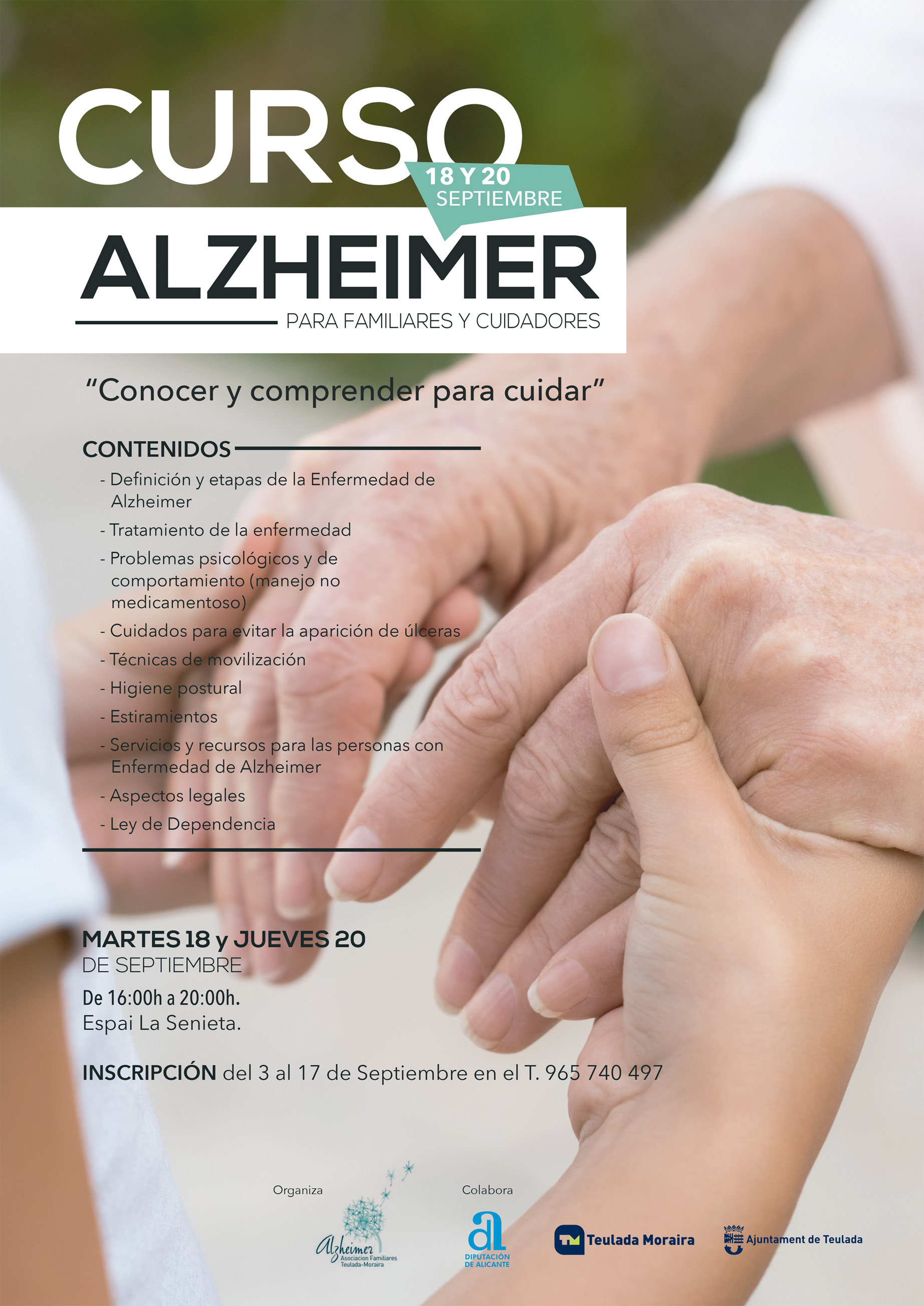 CURSO ALZHEIMER PARA FAMILIARES Y CUIDADORES - 18 Y 20 SEPTIEMBRE 2018